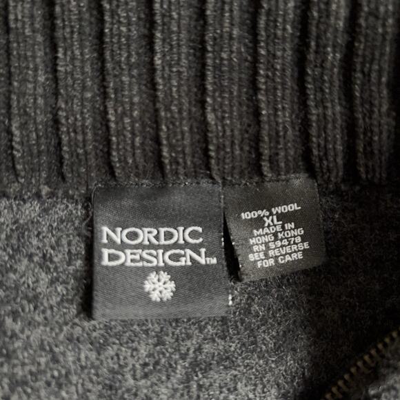 Nordic Design Wool Sweater Jacket Womens XL Gray Full Zip Snowflake Cardigan - Picture 6 of 8